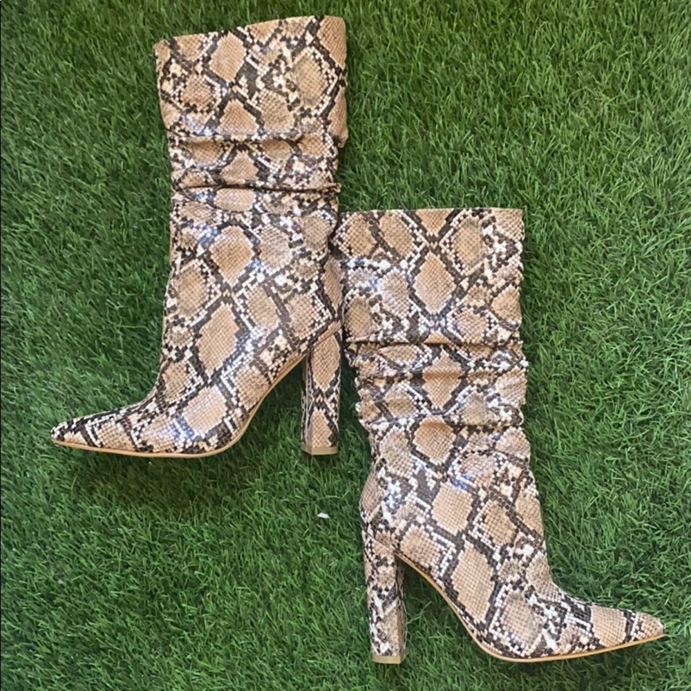 Faux Snakeskin Boots